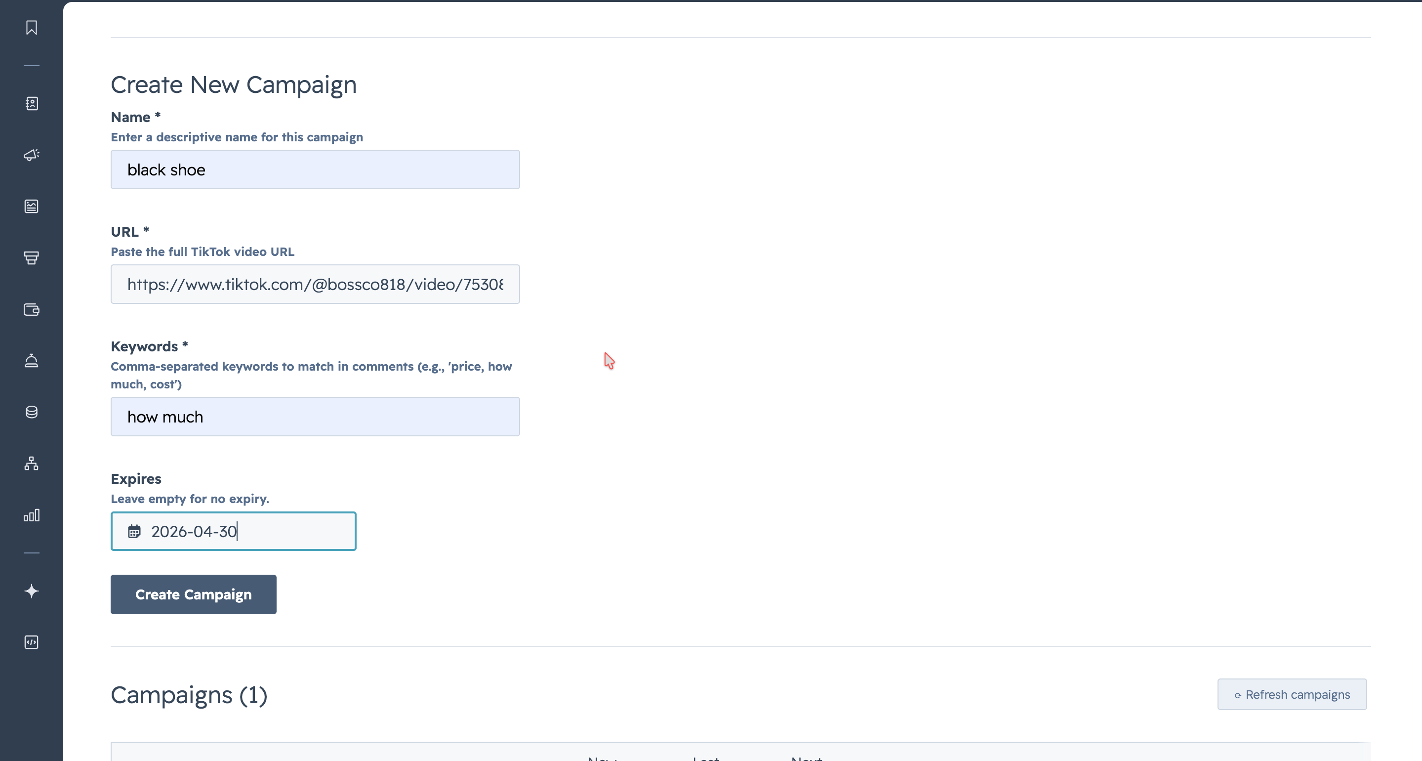 Create campaign