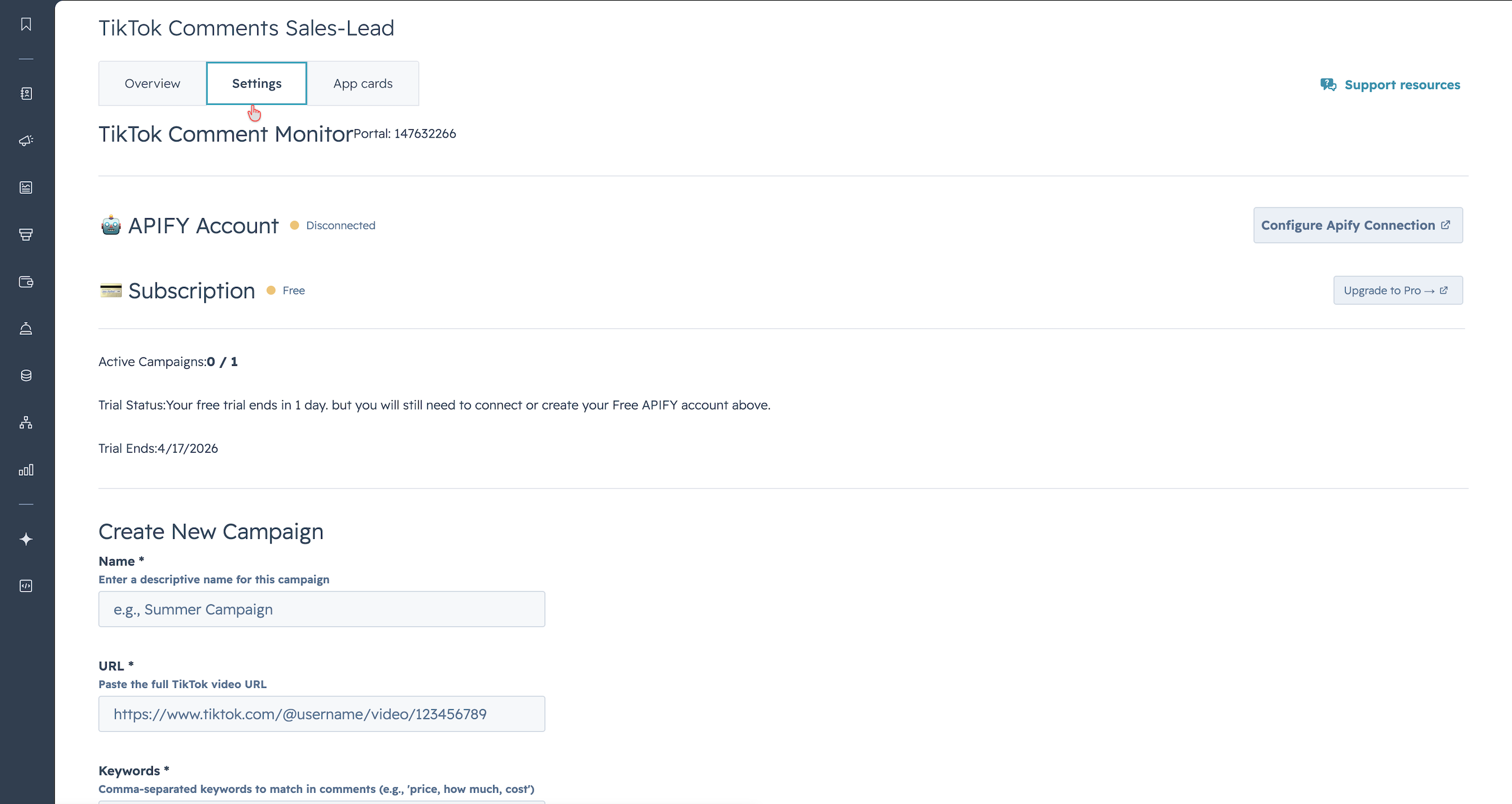 Open settings