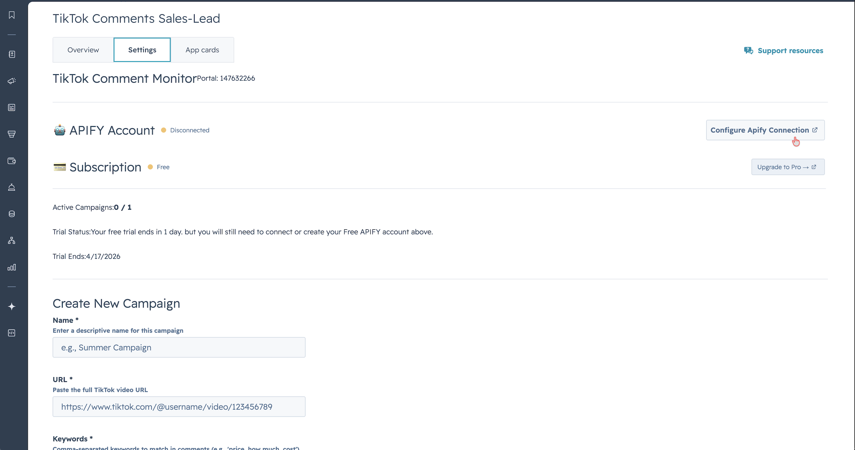 Configure Apify